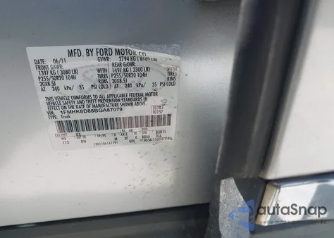 2011 Ford Explorer Xlt из США, поврежденный, VIN 1FMHK8D88BGA87079